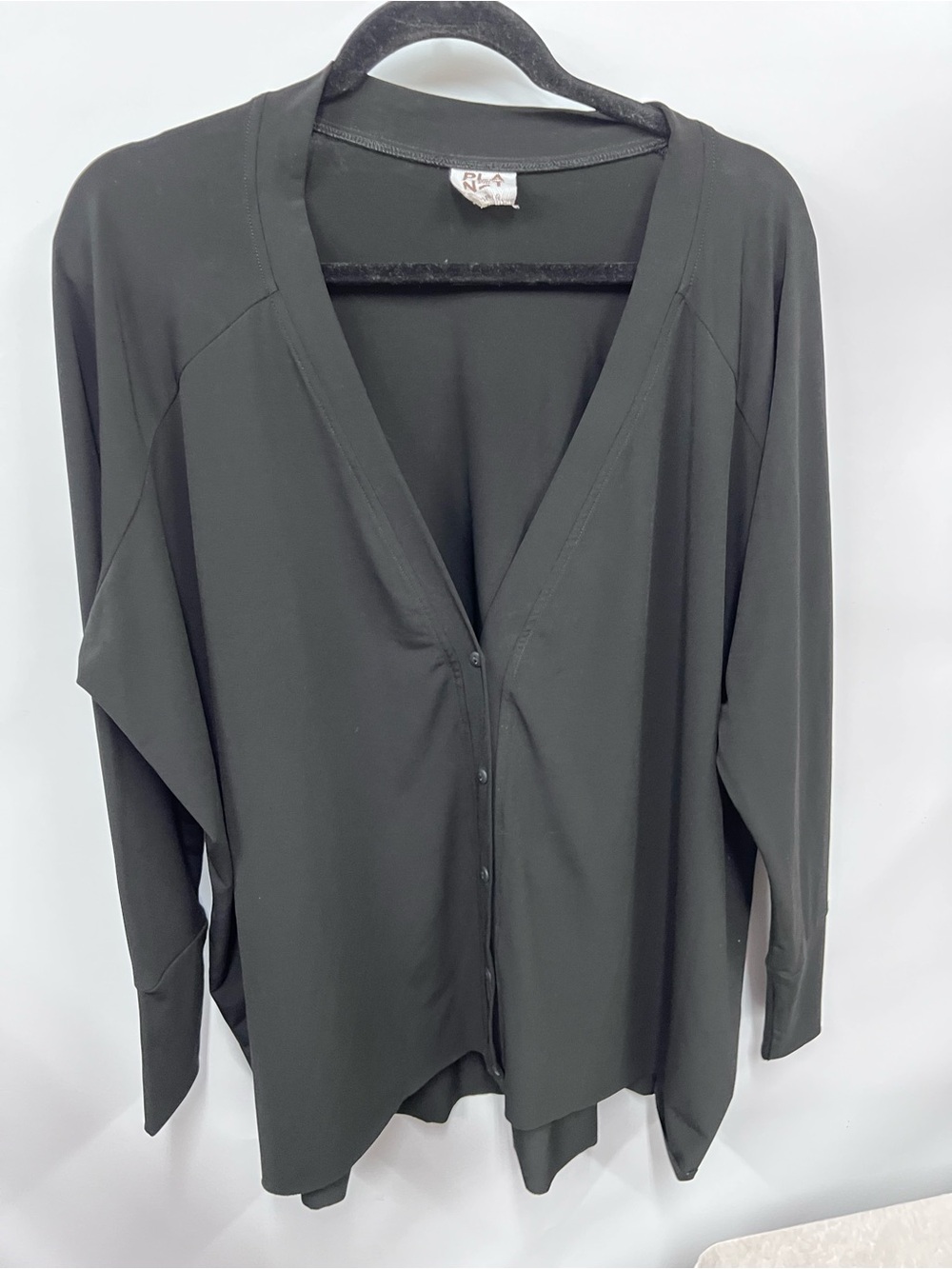 Planet by Lauren G Black Button-Front cardigan Top long sleeve
